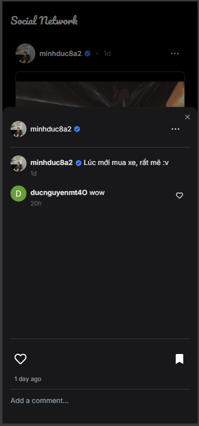 Mobile post comments screenshot