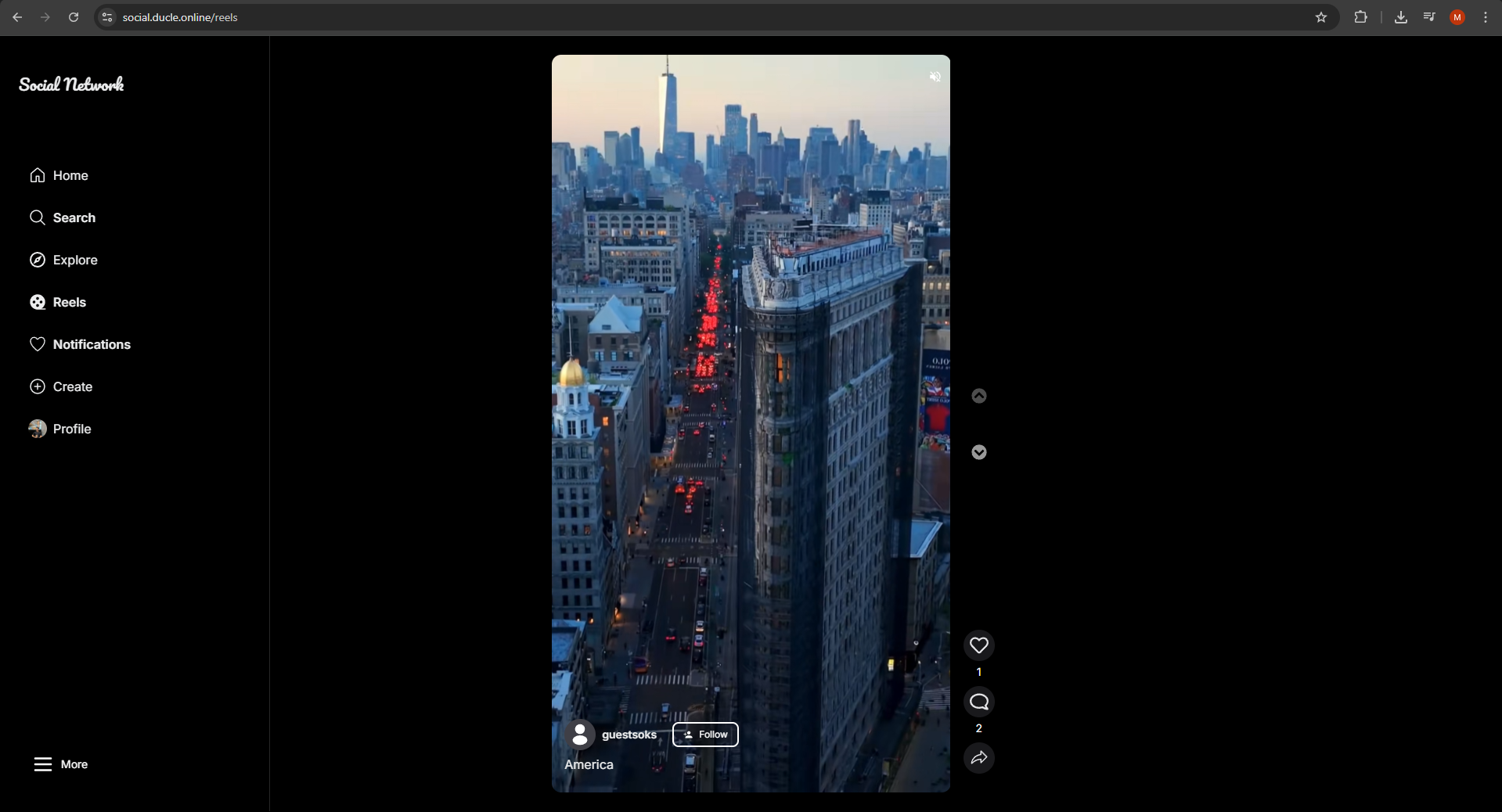 Reels page screenshot